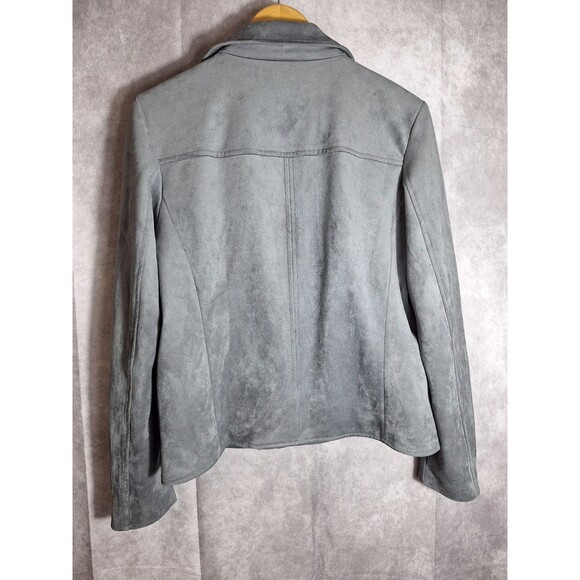 KUT FROM THE KLOTH Faux Suede Eveline Jacket Gray Women's Sz M Moto Biker Grunge - Picture 3 of 11